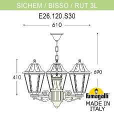 Уличный светильник подвесной RUT E26.120.S30.AXF1R