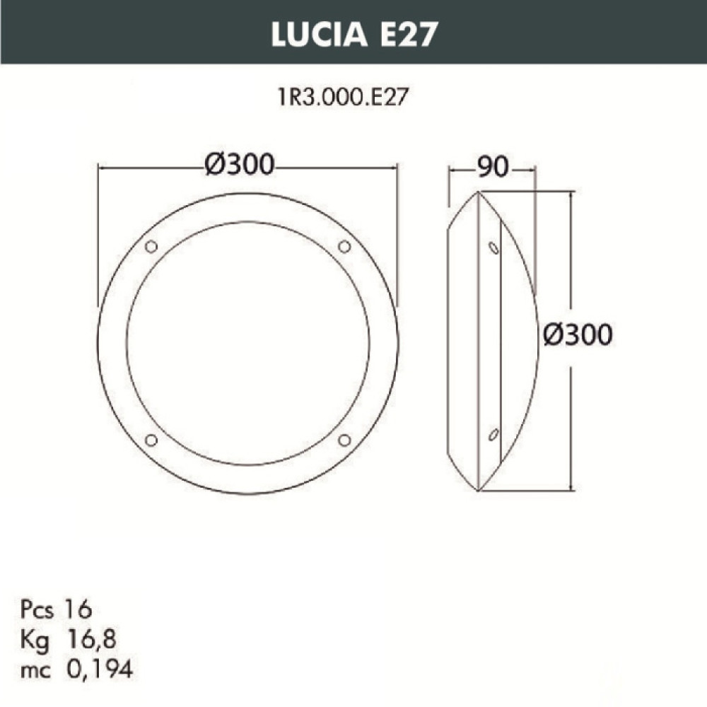 Настенный светильник уличный Lucia 1R3.000.000.AYE27CL1